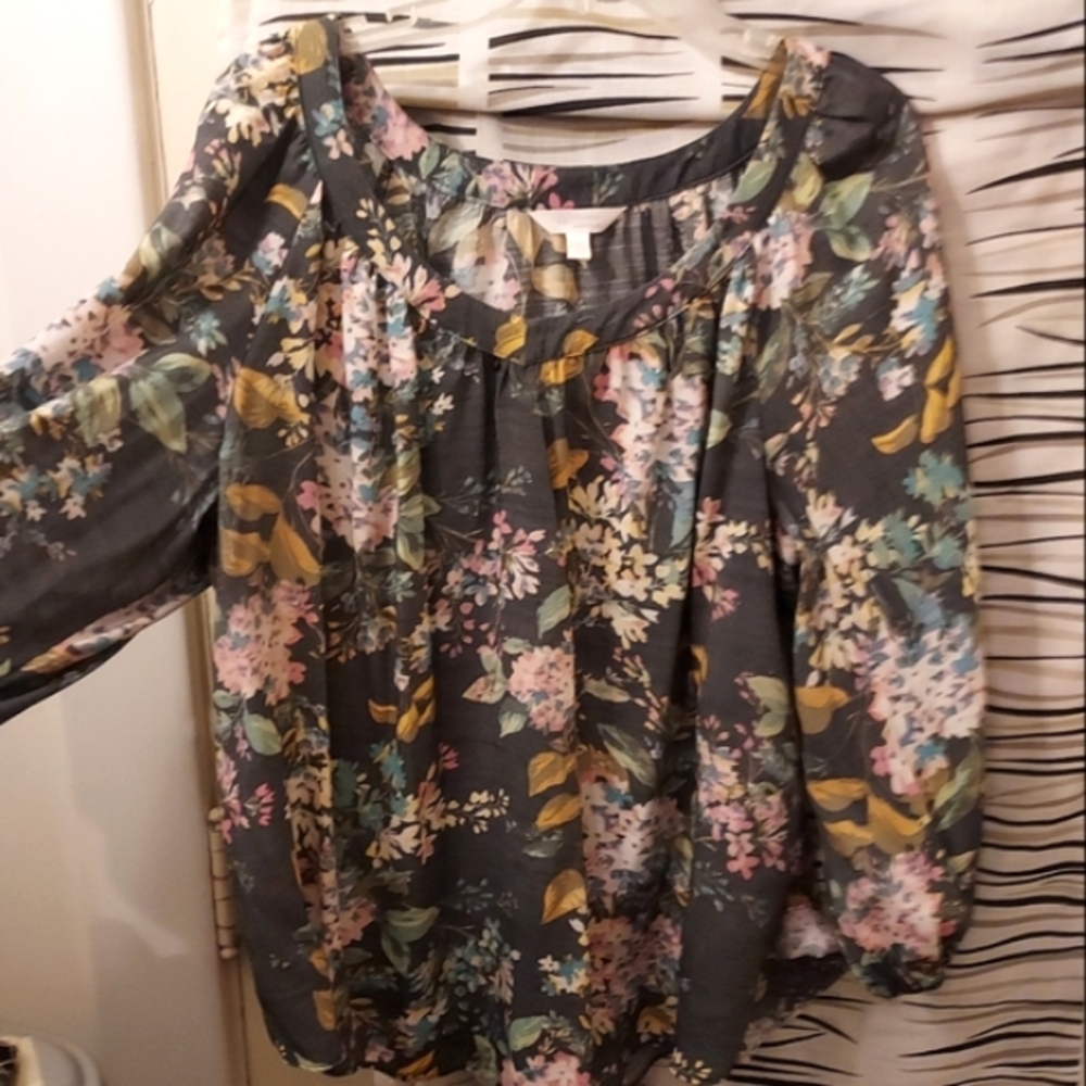LC Lauren Conrad Floral Pattern Peasant Blouse XXL